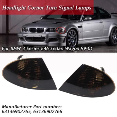 2xTurn Signal Corner Light Lamp For BMW 3 Series E46 Sedan Wagon 1999-2001 Smoke Foto 1 de 4