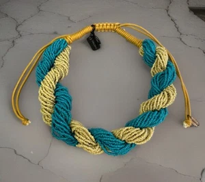 NWT Tanjore Multi-Strand Beaded Twisted Cord Choker Necklace Statement Boho - Picture 1 of 6