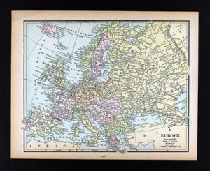 1894 Cram Map Europe - Spain France Germany Austria Italy Sweden Holland Norway - Picture 1 of 3