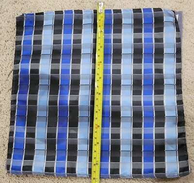 Hombre Azul Negro Blanco Clásico Cuadros Enrollado a Mano 11 Pulgadas Bolsillo Cuadrado Foto 1 de 4