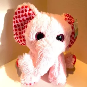 Soft Plush Pink 7" Elephant Heart Ear Lil Sweetie Easter Stuffed Animal Baby Toy - Picture 1 of 8