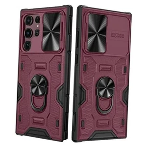 for Galaxy S22 Ultra Kickstand Case with Slide Camera Cover, Built-in Burgundy - Picture 1 of 7