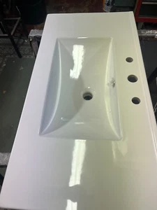 36 in. W x 18.5 in. D Cultured Marble White Rectangular Single Sink Vanity Top - Picture 1 of 12