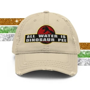 Dinosaur T-Rex Jurassic Pee Water Distressed Baseball Cap Dad Hat - Picture 1 of 37