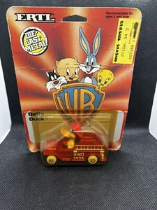 Daffy Duck Red Fire Truck - ERTLE Looney Tunes Die-Cast Metal In Package - Picture 1 of 2