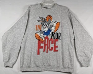 Sudadera Pullover Baloncesto Bugs Bunny "In Your Face" Talla XL Gris De Colección 1997 - Imagen 1 de 14
