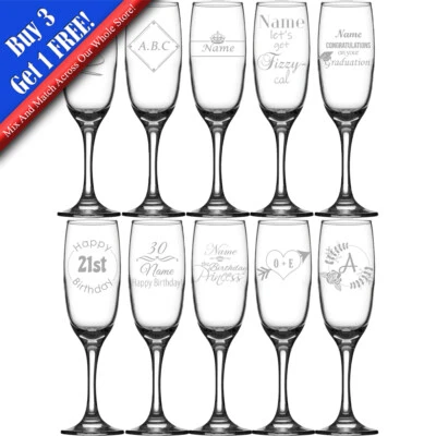 CNC GROUP Personalised Engraved Novelty Champagne Flute, Different Designs