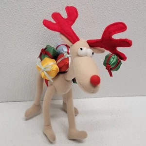 Vintage Plush Reindeer with Christmas Presents On Back Silly Funny Gift - Picture 1 of 17