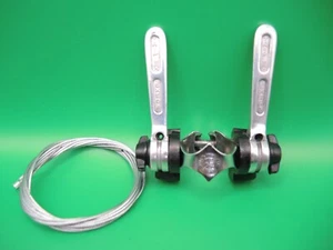 TRIPLEX EXTRA DOWNTUBE SHIFTERS + CABLES 1970`s SPAIN - POLISHED NEW OLD STOCK - Picture 1 of 10