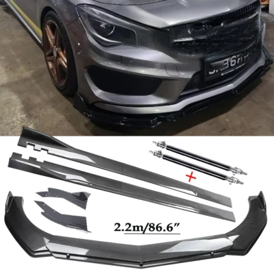 Carbon Fiber Front Bumper Lip Spoiler & Side Skirt For Mercedes-Benz CLA180 — 第 1/4 张图片