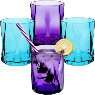 4x Camping Glas 300ml bunt Wasserglas Gläser Set Acryl Party Trinkglas Weinglas - Bild 1 von 4