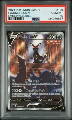 2021 POKEMON SWORD & SHIELD EVOLVING SKIES #189 FULL ART/UMBREON V PSA 10 - Image 1 of 2