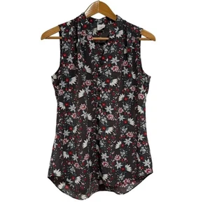 CAbi Womens Sleeveless Blouse S Romantic Dark Floral Feminine Casual Work Office - Picture 1 of 10