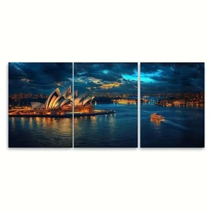 3pcs Sydney Opera House Travel Print Australia Wall Art Canvas Framed 50x70cm - Picture 1 of 2