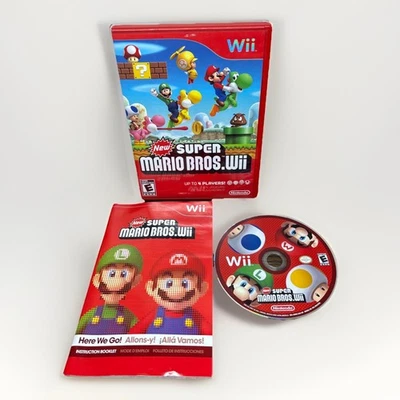 New Super Mario Bros. Wii (Nintendo Wii, 2009) Complete CIB D - Image 1 of 4