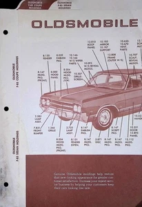 1965 Oldsmobile F 85 Teilekatalog Blatt Zierleiste Spezifikationen Peterson Inc - Bild 1 von 3