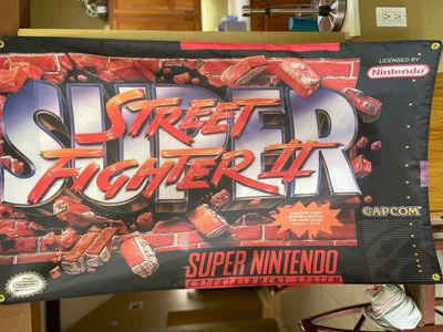 Super Street Fighter II 5ft Flag Banner Poster Turbo SNES CAPCOM Nintendo - Image 1 of 3