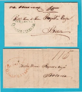 NETHERLANDS EAST INDIES 2 entires 1853 Samarang, 1859 Bezoeki to Batavia - Picture 1 of 3