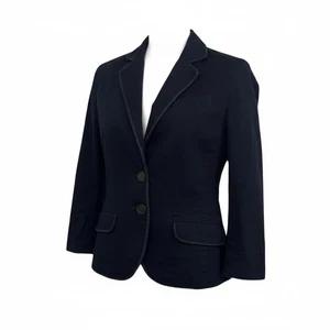 J Crew Chino Jacket Womens Size XS Navy Blue Two Button Front Long Sleeve Cotton - Picture 1 of 9