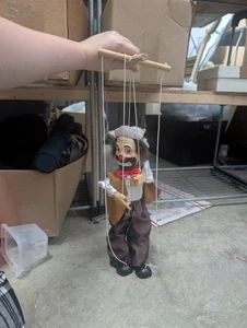 Emmett Kelly Weary Willie Hobo Clown Puppe geschnitzt Holz Marionette  - Bild 1 von 6