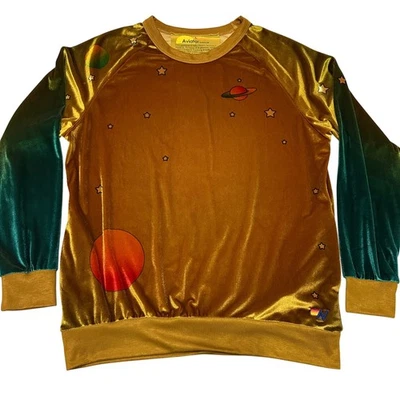 MUY RARA Sudadera Grande Aviator Nation Celestial Galaxy Star Terciopelo Cuello Redondo Foto 1 de 4