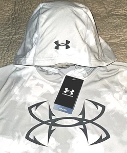NEW UNDER ARMOUR, MENS SMALL, SHOREBREAK ISO❄CHILL CAMO GREY HOODIE, MSRP $50.00 - Picture 1 of 21