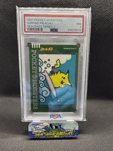 1997 POCKET MONSTERS SEALDASS SERIES 2 SURFING PIKACHU PSA 7 - Picture 1 of 2