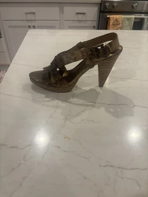 Sandalia de Tacón Nine West Mujer Bobby Jo Serpiente Animal Leopardo, 8.5, NUEVA Foto 1 de 4