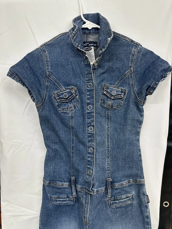 Revolt Women's Size Medium Jumpsuit Vintage 90s Denim Western Retro Flare  - Image 1 of 4