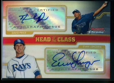 Evan Longoria David Price Dual Auto/99 Rookie Prospect 2008 Bowman Chrome Foto 1 de 2