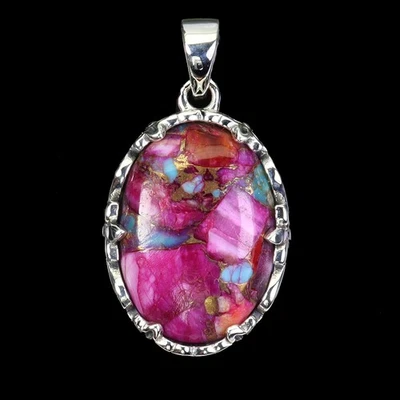 925 Sterling Silver Pendant Oval Kingman Turquoise 17x12mm Gemstone Jewelry - Image 1 of 4
