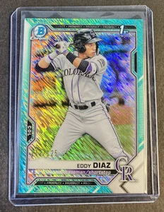 2021 Bowman Chrome 1° Eddy Diaz Aqua Shimmer /125 #BCP-33 - Foto 1 di 2