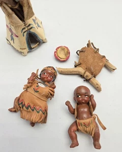 Vintage Indianer Puppen & Tipi Spielzeug Sammelfigur  - Bild 1 von 15
