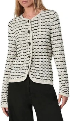 NEW Rag & Bone Elisa Wavy Striped Cardigan Cream Black  SIZE M/100%AUTHENTIC - Image 1 of 4