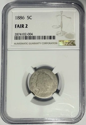 1886 P Liberty V Nickel NGC F02 ⭐️⭐️SEMI-KEY DATE⭐️⭐️ - Image 1 of 2
