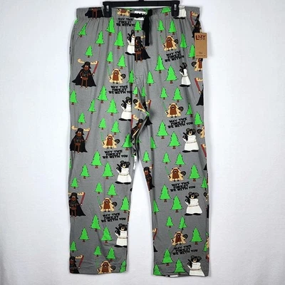 NWT Lazy One Unisex Gray May The Forest Be with You Button Fly PJ Pants XXL - Image 1 of 4