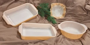 Vintage Anchor Hocking Fire King Peach Lustre Casserole Dishes 4 Pc - Bild 1 von 23