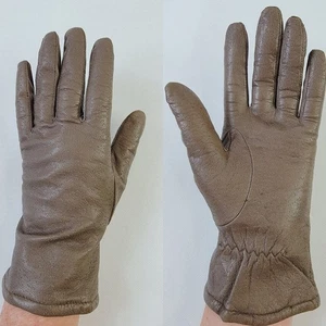 Guantes de muñeca ajustados Fownes de cuero tostado para mujer grandes de 7-1/2" forrados en acrílico - Imagen 1 de 7