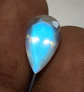 8A Quality Natural Rainbow Moonstone Faceted Cut Stone Amazing Blue Fire 8x13 MM - Picture 1 of 24