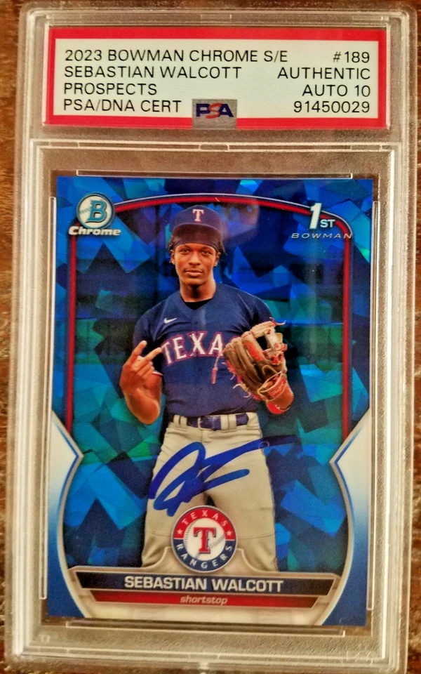 Sebastian Walcott 2023 Bowman Chrome Sapphire Signed Autograph PSA Slab *10 Auto - Image 1 of 1