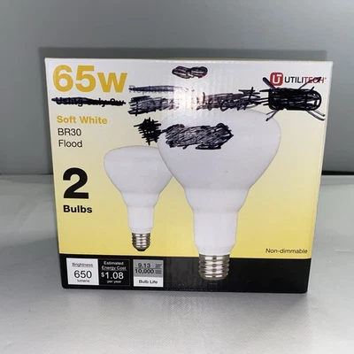 NEW 2 Pack Of 65W SOFT WHITE br30 LED FLOOD Light Bulbs 2PK 0777485 - Image 1 of 4
