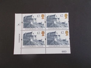 GB 1992 Re-engraved Castle £2 High Value Cylinder Block of 4 Cyl 4F PVA Gum - Picture 1 of 1