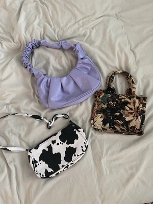 Lot of 5 Handbags New Cow Print, Lavender, Floral, Freedom - Image 1 of 4