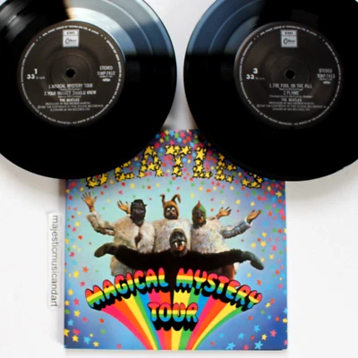 PRISTINE VINTAGE EMI SOLID LBL THE BEATLES MAGICAL MYSTERY TOUR 2 X 7" VINYL NM - Image 1 of 4
