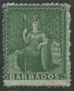 Barbados Stamps 1870/71  1/2d Green SG43 Lar/Star Rough Perf Fine Mint Cat £180 - Picture 1 of 2