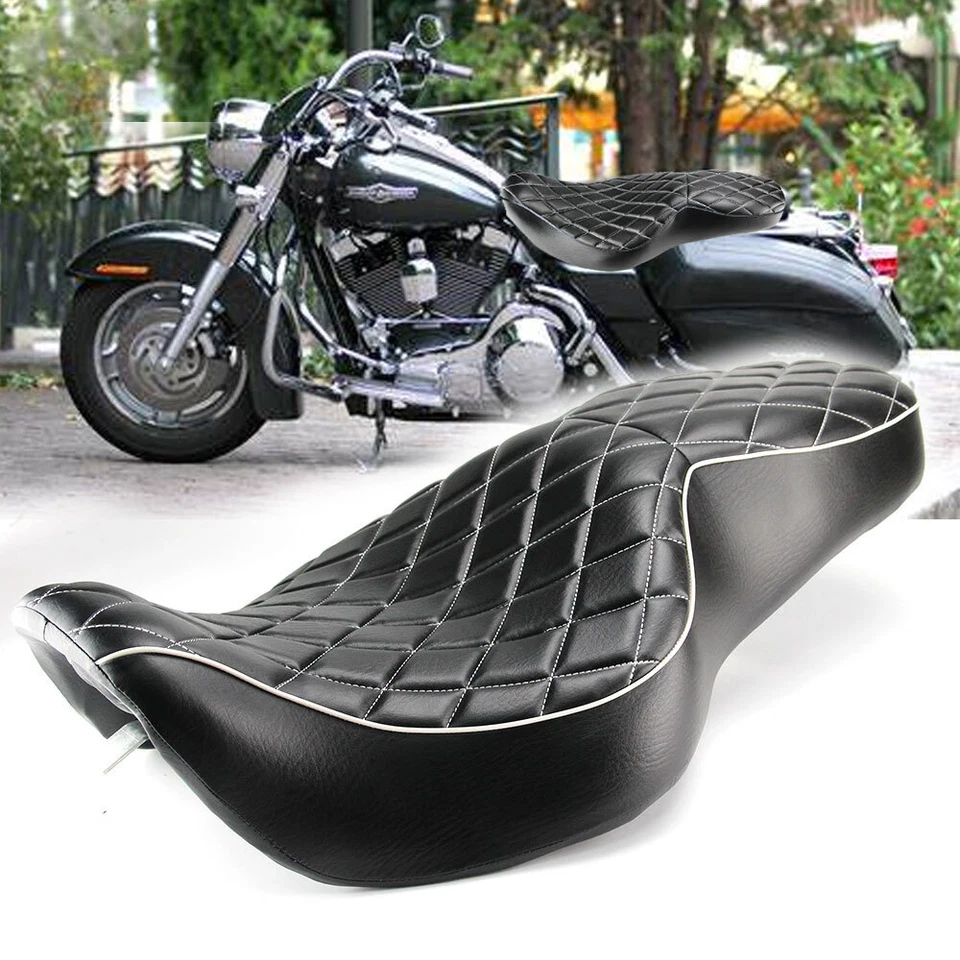 Low-Profile Rider and Passenger Seat For 1997-2007 2006 Harley Touring Road King - Imagem 1 de 4
