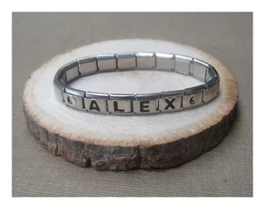 Bracelet prénom lettre personnalisable et ajustable, logo yin & yang. - Picture 1 of 2