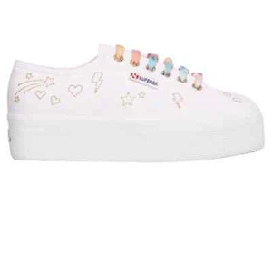 NWT! Superga | White Rainbow Embroidered Platform Sneaker - Picture 1 of 6