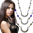 Boho Head Chain Hair Jewelry Set Moon Pendant Crystal Beads Hair Accessories