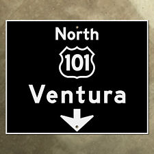 California US route 101 north Ventura highway road sign 1956 freeway 14x10